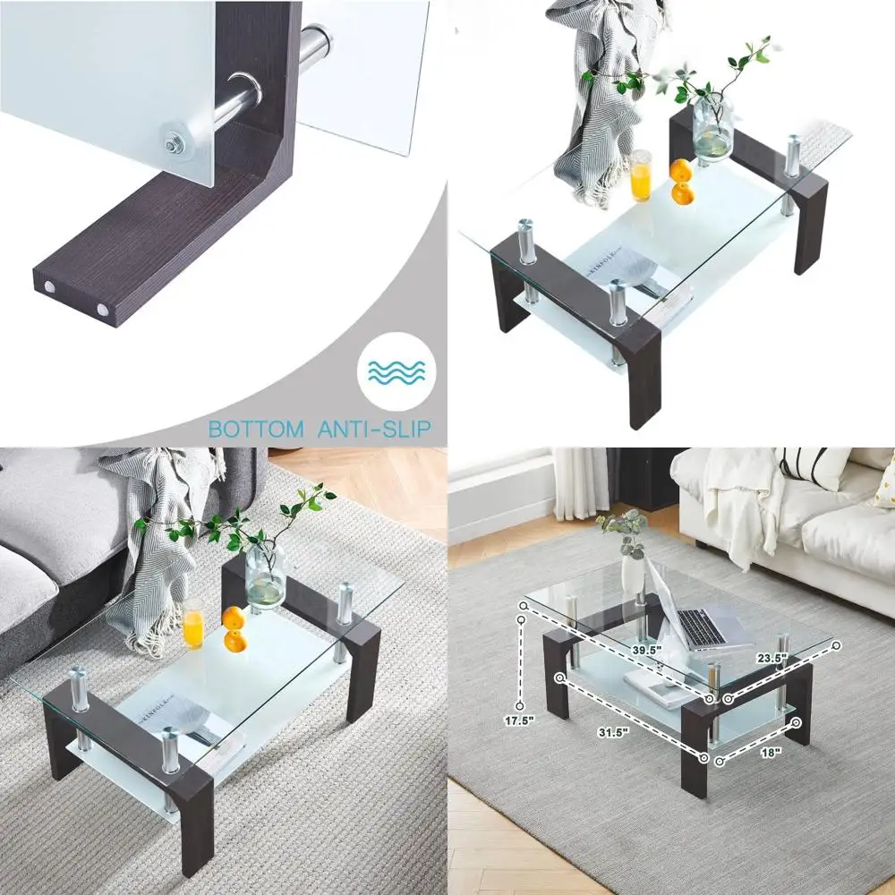 Прямоугольный журнальный столик со стеклянной столешницей и нижней полкой, 39,5 x 23,5 x 17,5, регулируемые углы
Прямоугольный журнальный столик со стеклянной столешницей и нижней полкой, 39,5 x 23,5 x 17,5, регулируемые углы