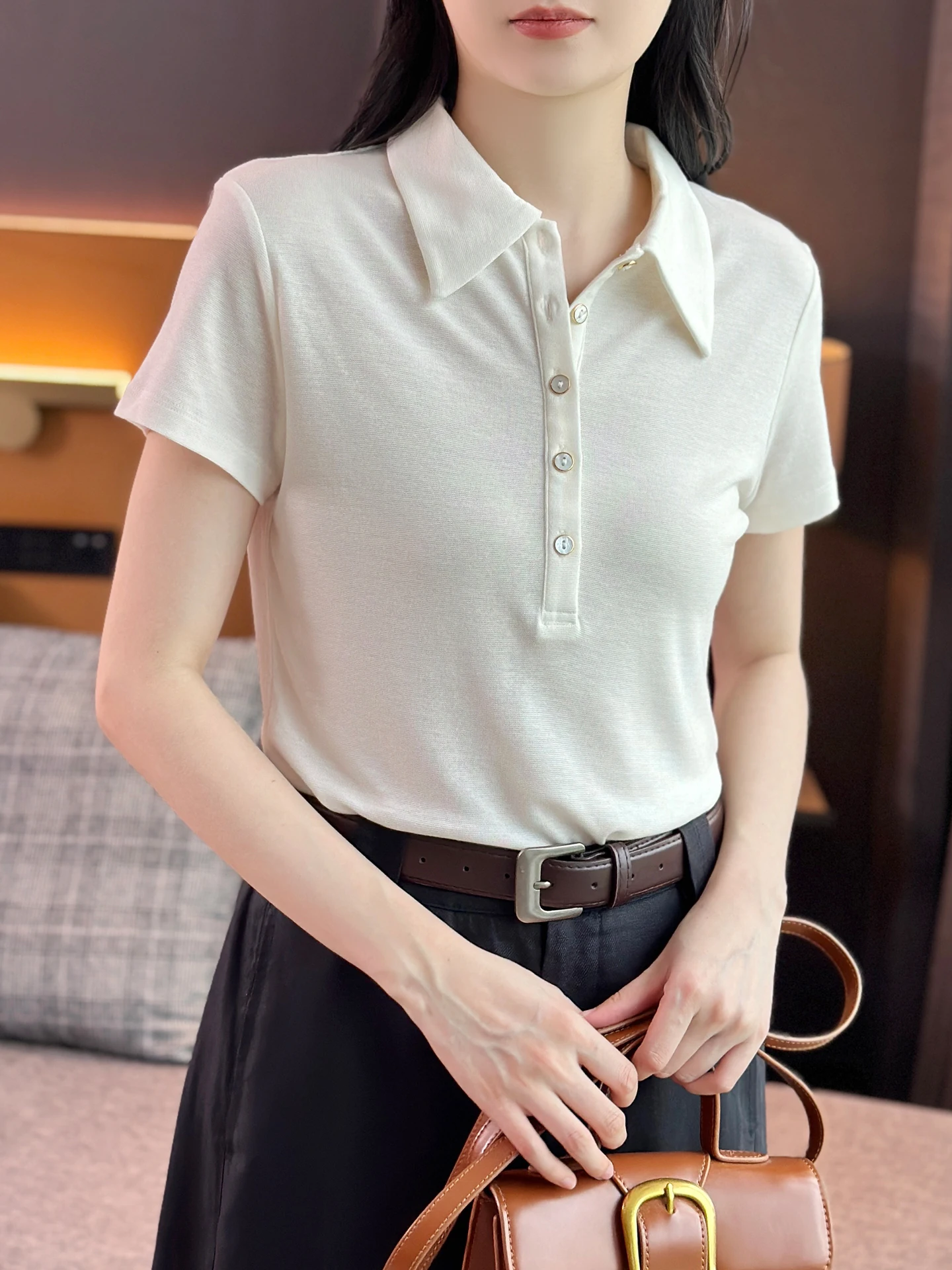 Ultra-Soft Comfortable Summer Thin Wool Lyocell Collar Elastic Slim Short Sleeve T-Shirt Women's Casual Style Universal ...
Ultra-Soft Comfortable Summer Thin Wool Lyocell Collar Elastic Slim Short Sleeve T-Shirt Women's Casual Style Universal ...