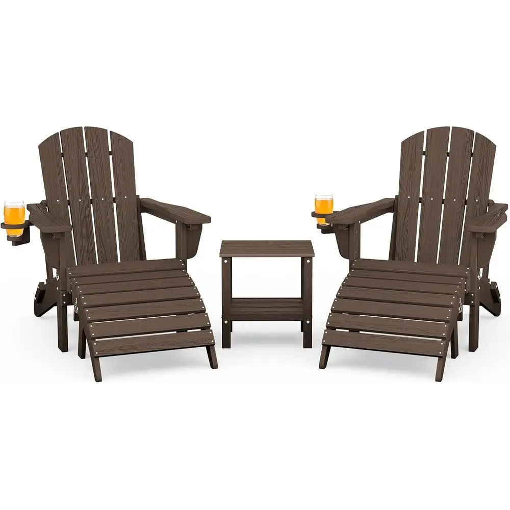 5-Piece Outdoor Adirondack Furniture Set with Chair, Ottoman, and Table
5-Piece Outdoor Adirondack Furniture Set with Chair, Ottoman, and Table