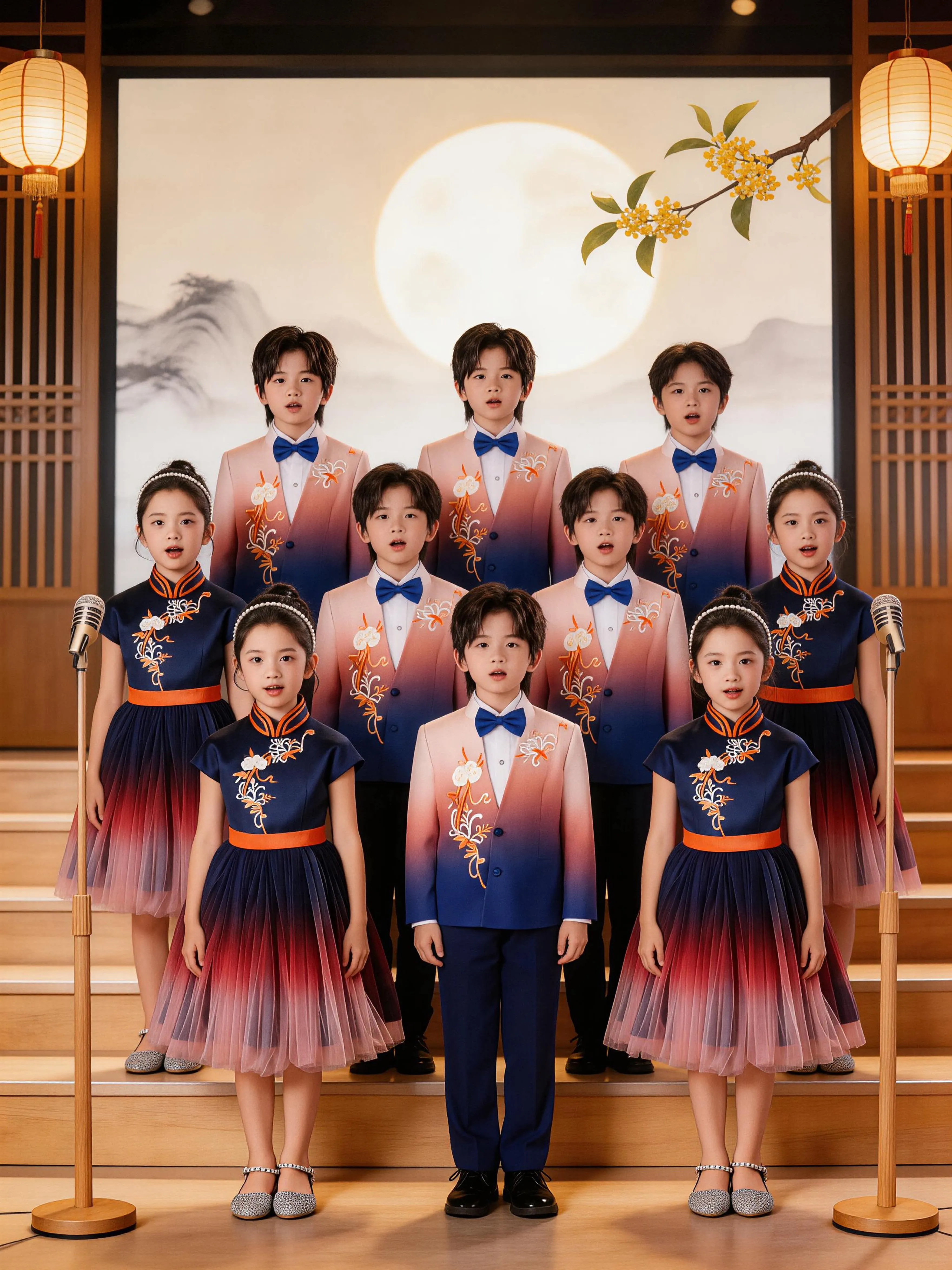Poetry recitation by boys and girls, performance in traditional Chinese style, children's costume for performance
Poetry recitation by boys and girls, performance in traditional Chinese style, children's costume for performance