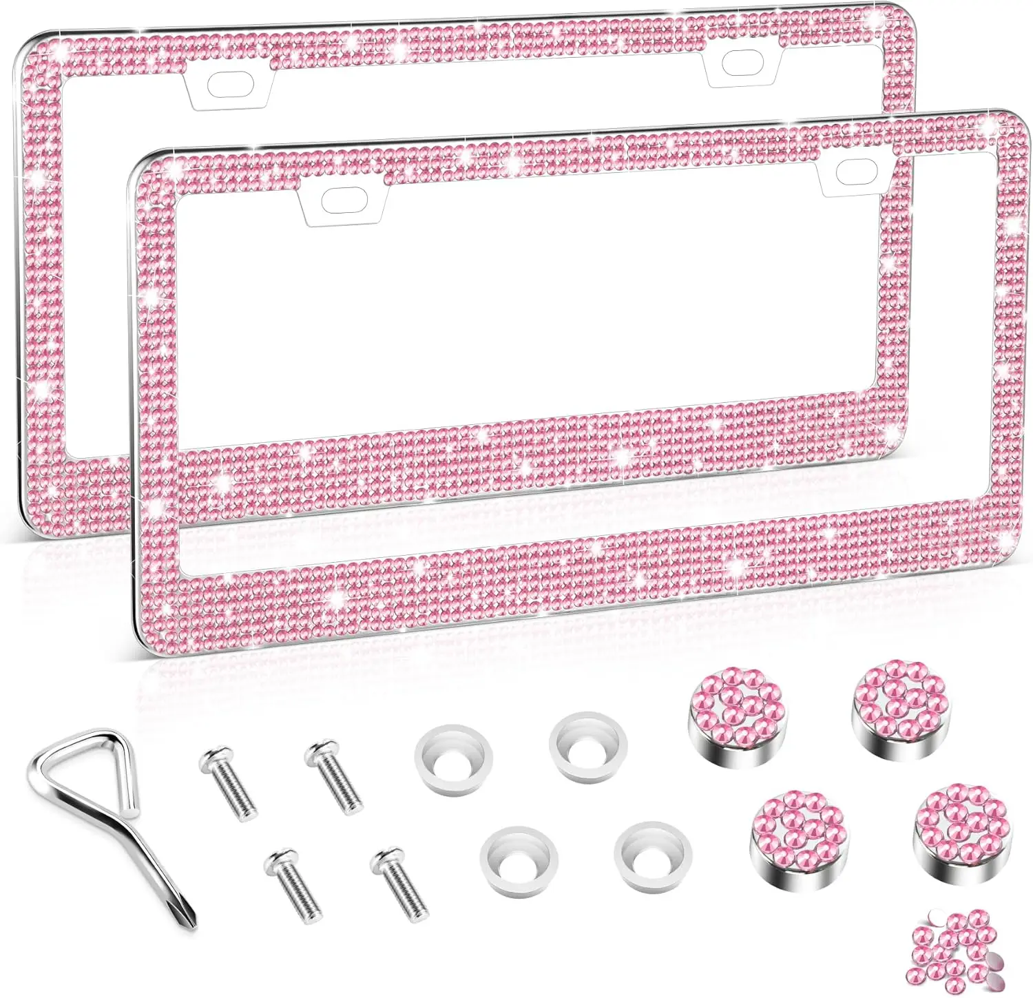 Rhinestone License Plate Frame for Women, 2Pack Handcrafted Crystal Premium Stainless Steel Car Accessories with Diamond Sparkle
Rhinestone License Plate Frame for Women, 2Pack Handcrafted Crystal Premium Stainless Steel Car Accessories with Diamond Sparkle
