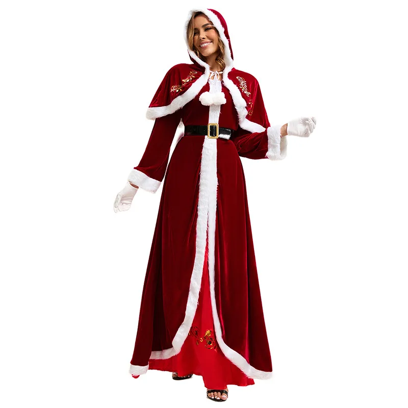 Christmas Themed Holiday Cosplay Costume Santa Claus Adult Red Plush Border Dress Hooded Shawl Robe Performance Xmas Outfit
Christmas Themed Holiday Cosplay Costume Santa Claus Adult Red Plush Border Dress Hooded Shawl Robe Performance Xmas Outfit