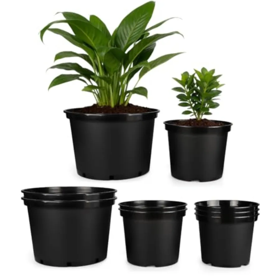 3/5/7 Gallon Nursery Pots 9 Pack Set, Plastic Planter with Drainage Holes Round, Sturdy, Deep Design for Indoor/Outdoor Plants
3/5/7 Gallon Nursery Pots 9 Pack Set, Plastic Planter with Drainage Holes Round, Sturdy, Deep Design for Indoor/Outdoor Plants
