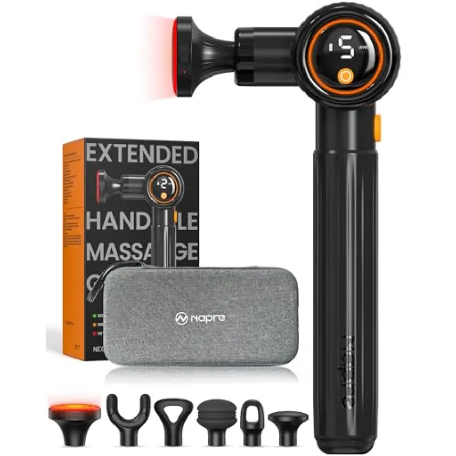 Deep tissue massage gun for home/office use black ABS+silicone heat function + 3 adjustable angles + extension handle portable
Deep tissue massage gun for home/office use black ABS+silicone heat function + 3 adjustable angles + extension handle portable