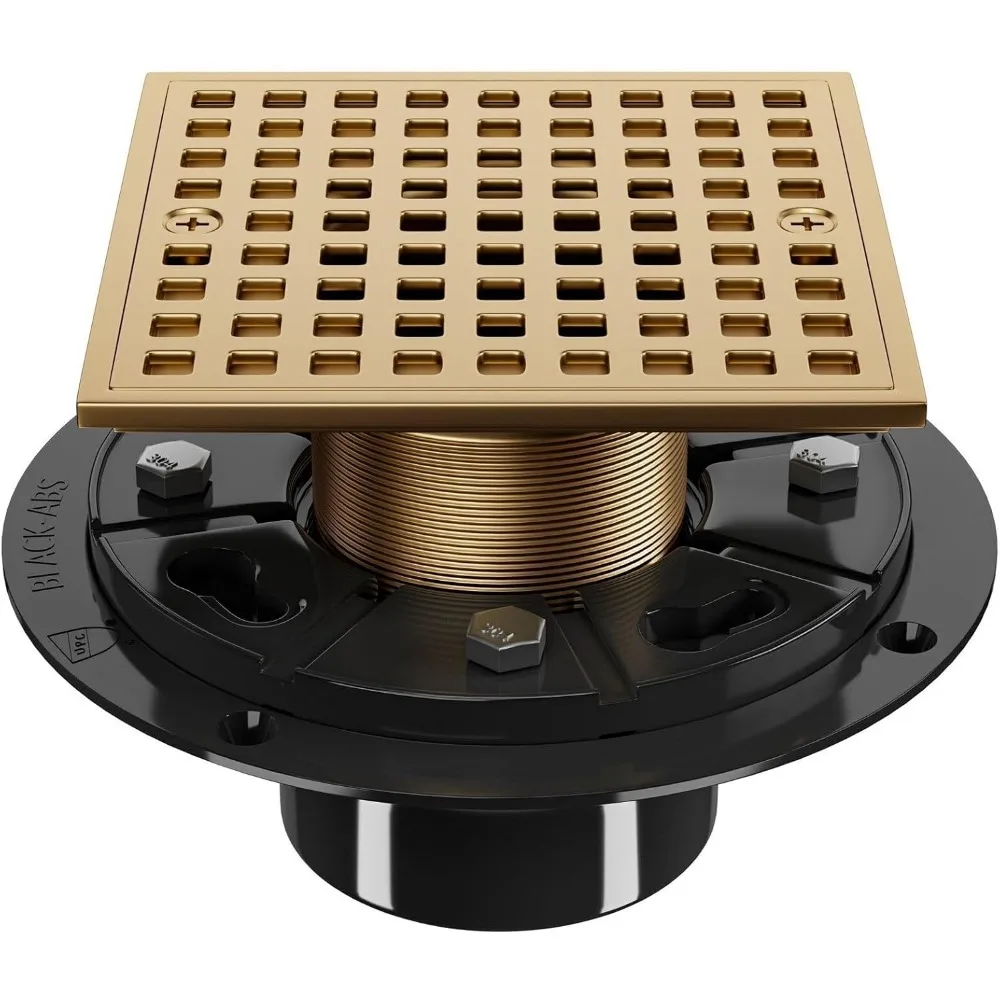Four Inch Champagne Bronze Square Shower Floor Drain Kit with Removable Grid Strainer Cover and ABS Flange
Four Inch Champagne Bronze Square Shower Floor Drain Kit with Removable Grid Strainer Cover and ABS Flange