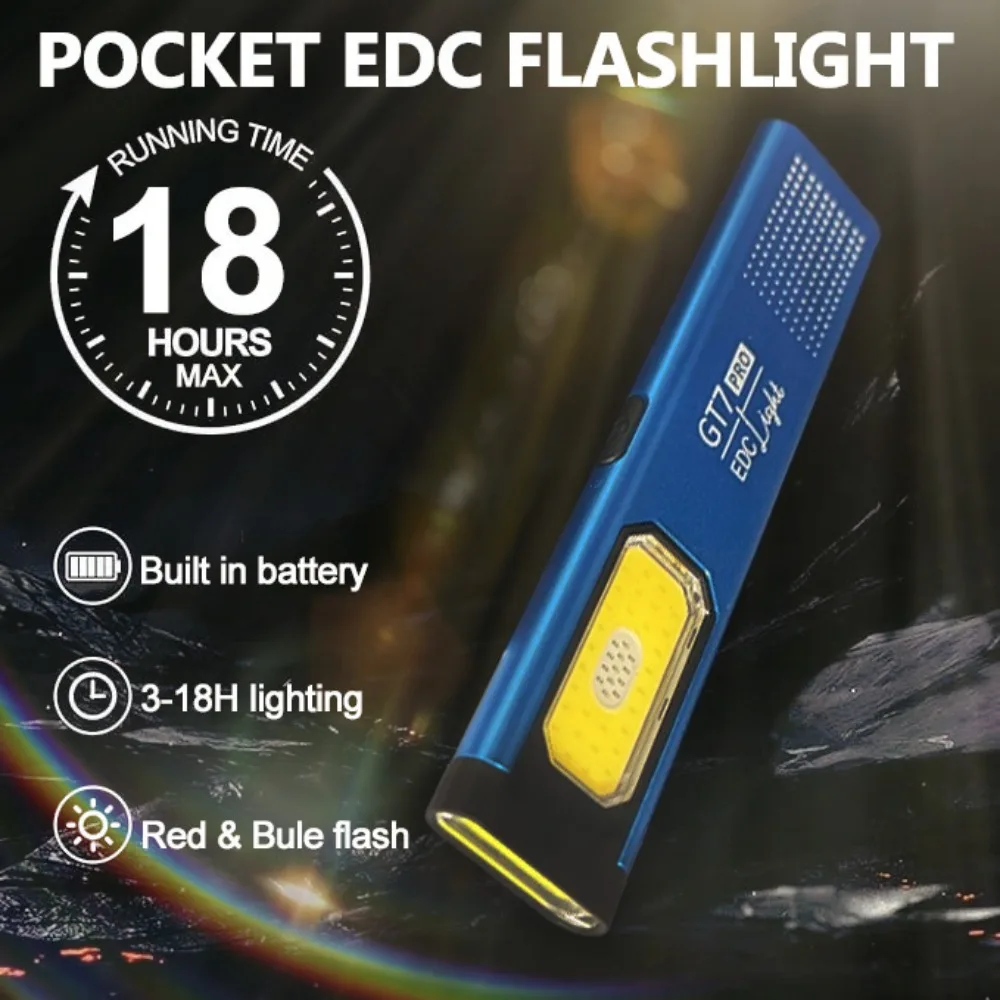 Pocket Flashlight Rechargeable EDC Flashlight 550lm Dual Light Source with 5 Modes/Red & Blue Strobe Clip-on Light for Emergency
Pocket Flashlight Rechargeable EDC Flashlight 550lm Dual Light Source with 5 Modes/Red & Blue Strobe Clip-on Light for Emergency