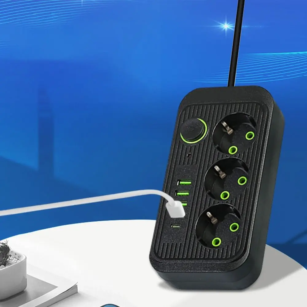 2m Extension Cord EU Outlet Power Strip 4 USB Ports 3-Outlets Extended USB Socket Independent Switch Power Button Safe
2m Extension Cord EU Outlet Power Strip 4 USB Ports 3-Outlets Extended USB Socket Independent Switch Power Button Safe
