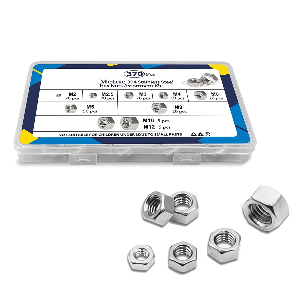 370 шт. Ассортимент метрических шестигранных гаек Шестигранная гайка из нержавеющей стали M2 M2.5 M3 M4 M5 M6 M8 M10 M12 Набор шестигранных гаек Комплект крепежных гаек
370 шт. Ассортимент метрических шестигранных гаек Шестигранная гайка из нержавеющей стали M2 M2.5 M3 M4 M5 M6 M8 M10 M12 Набор шестигранных гаек Комплект крепежных гаек