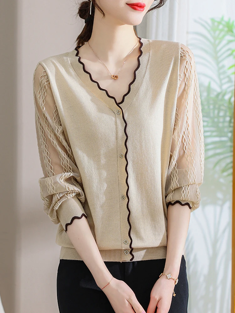 Модный трикотажный топ с V-образным вырезом для женщин среднего возраста, весна-осень-лето
Модный трикотажный топ с V-образным вырезом для женщин среднего возраста, весна-осень-лето