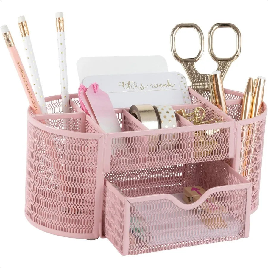 BLU MONACO Pink Desk Organizer Strong Metal Construction Office ply Storage for Home or Office Light Pink Desk Accories 
BLU MONACO Pink Desk Organizer Strong Metal Construction Office ply Storage for Home or Office Light Pink Desk Accories
