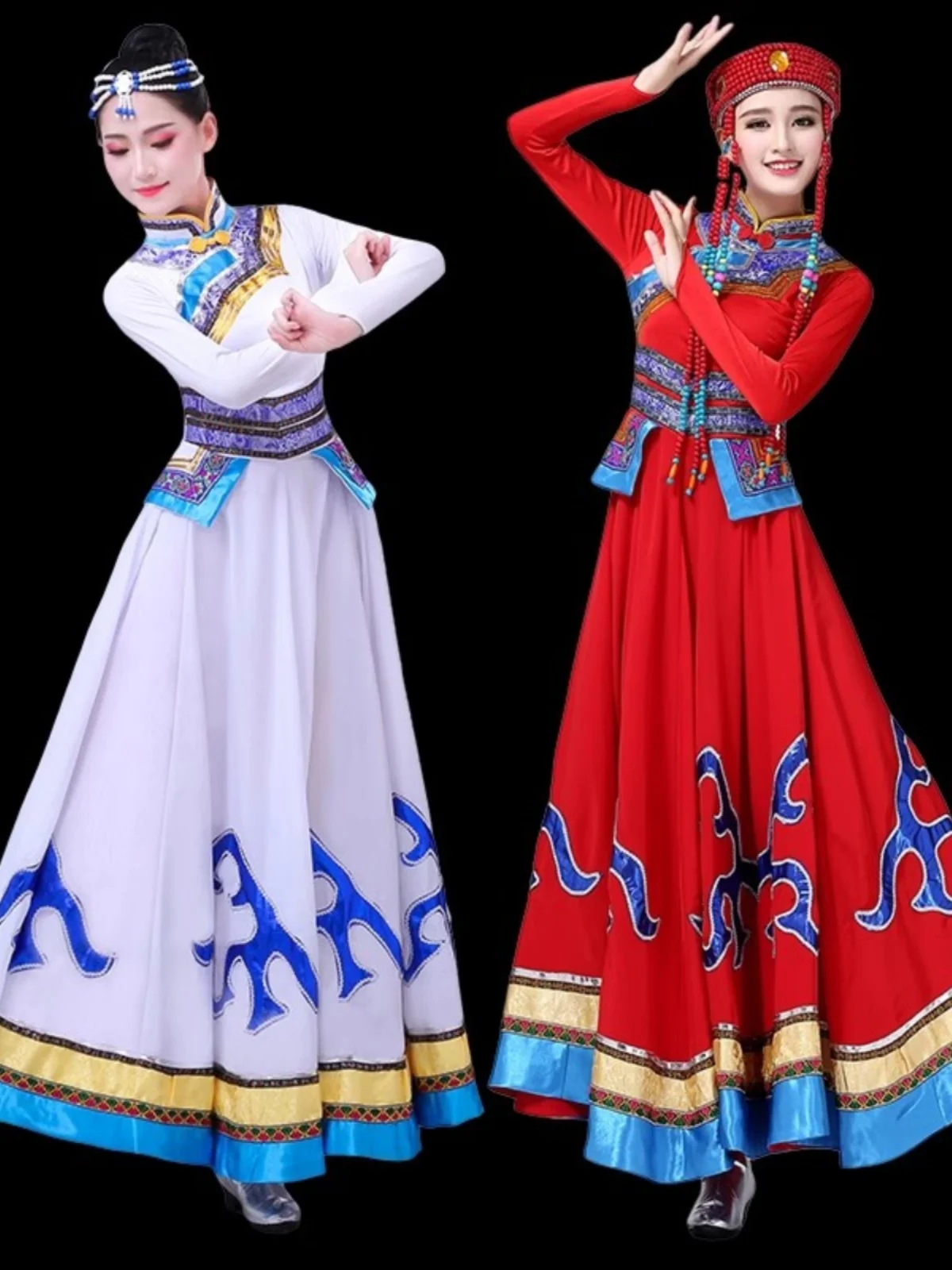 New Mongolian dance performance costume Chinese ethnic Inner Mongolia performance costume Mongolian chopstick dance long skirt
New Mongolian dance performance costume Chinese ethnic Inner Mongolia performance costume Mongolian chopstick dance long skirt