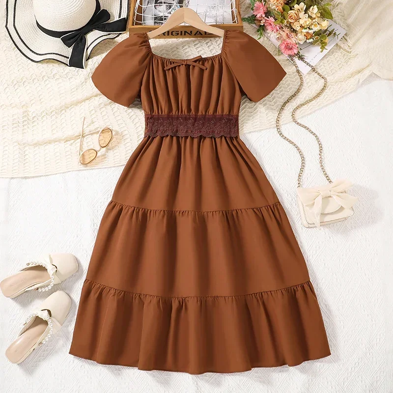 2025New Fashion Kids Girls Summer Dress Brown Short-Sleeved Square Collar Princess Dress Retro Court Style Party Ball Pageant Ou
2025New Fashion Kids Girls Summer Dress Brown Short-Sleeved Square Collar Princess Dress Retro Court Style Party Ball Pageant Ou