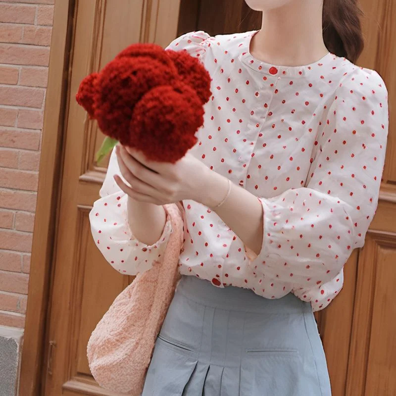 Women's Polka Dot Lantern Sleeve Shirt Elegant Round Neck Casual Blouse
Women's Polka Dot Lantern Sleeve Shirt Elegant Round Neck Casual Blouse
