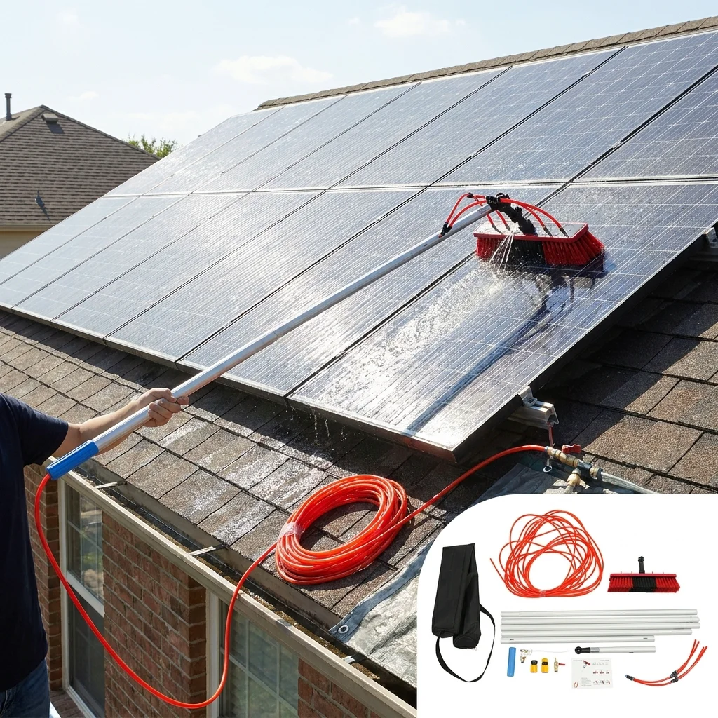 Adjustable Solar Panel Cleaning Brush Kit with 5m Pole 35cm Brush Head And 20m Water Pipe for Outdoor Window Washing
Adjustable Solar Panel Cleaning Brush Kit with 5m Pole 35cm Brush Head And 20m Water Pipe for Outdoor Window Washing