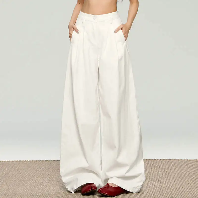 Джинсы с высокой талией и широкими штанинами, женские свободные длинные брюки в пол, белые джинсовые брюки, весенне-осенний дизайн, эффект стройности
Джинсы с высокой талией и широкими штанинами, женские свободные длинные брюки в пол, белые джинсовые брюки, весенне-осенний дизайн, эффект стройности