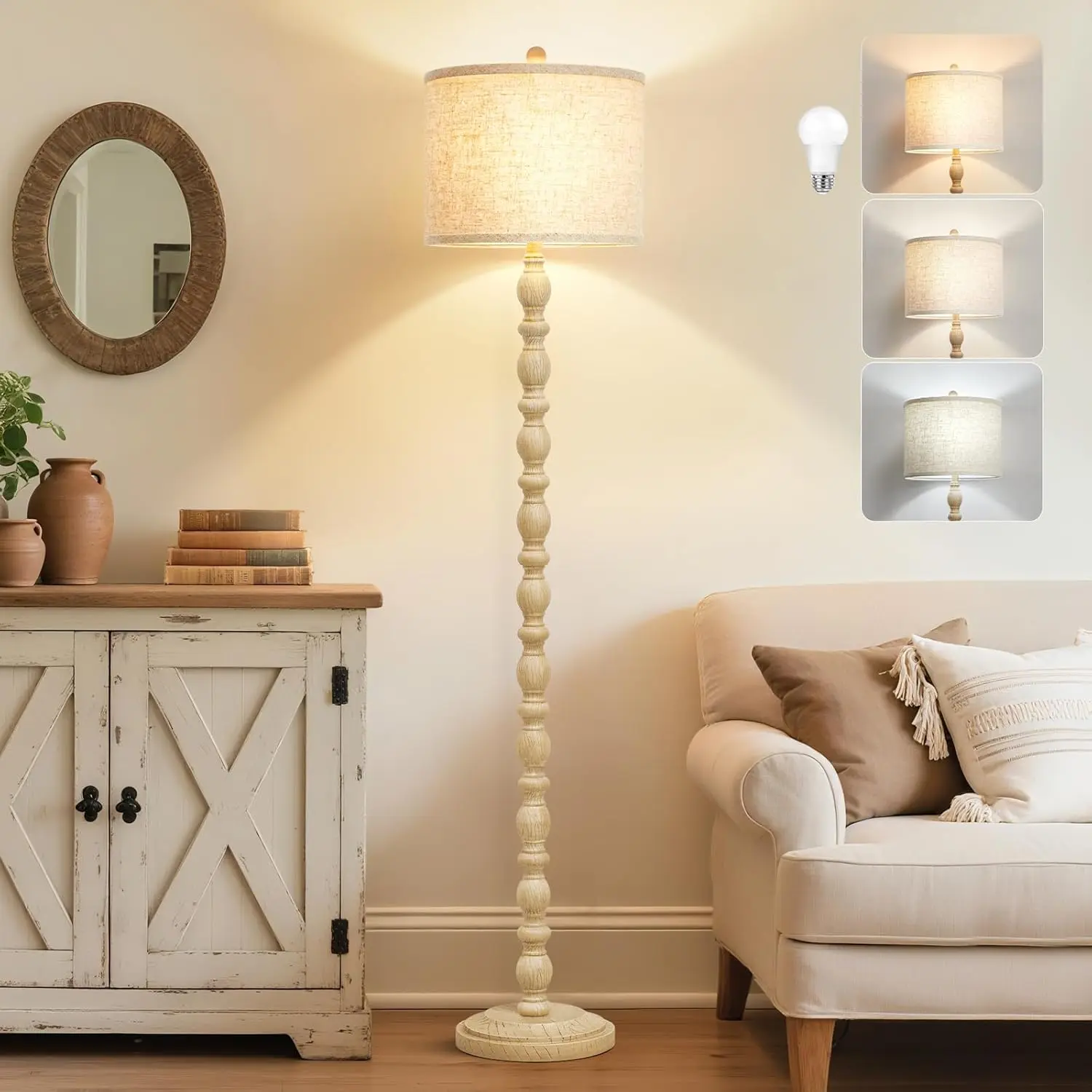 62" Floor Lamp with Adjustable Color Temperature, Farmhouse Style, E26 Bulb Included
62" Floor Lamp with Adjustable Color Temperature, Farmhouse Style, E26 Bulb Included