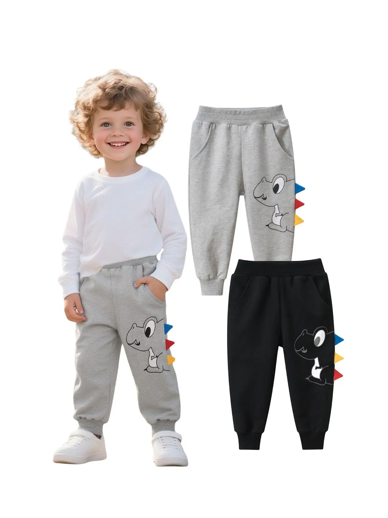 Two piece set of boys' sports pants made of pure cotton with pocket dinosaur pattern outdoor casual four season pants
Two piece set of boys' sports pants made of pure cotton with pocket dinosaur pattern outdoor casual four season pants