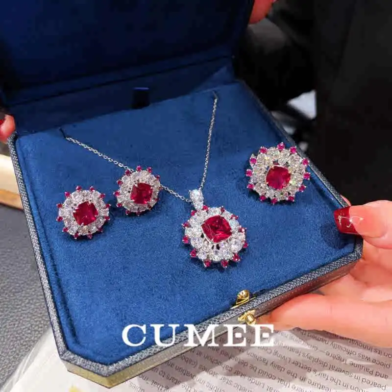 Luxurious Dinner Design Cultured Synthetic Ruby Ring Stud Earrings Pendant Set for Women Silver Gold Plated
Luxurious Dinner Design Cultured Synthetic Ruby Ring Stud Earrings Pendant Set for Women Silver Gold Plated