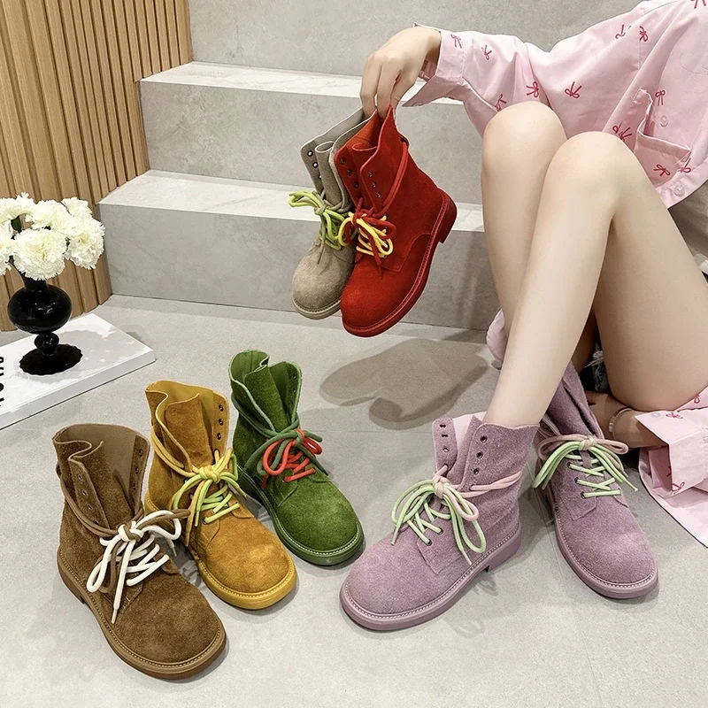 AIYUQI Ankle Boots Women's 2025 New Genuine Leather New Women's Biker Boots Lace-up Suede Women's Booties
AIYUQI Ankle Boots Women's 2025 New Genuine Leather New Women's Biker Boots Lace-up Suede Women's Booties