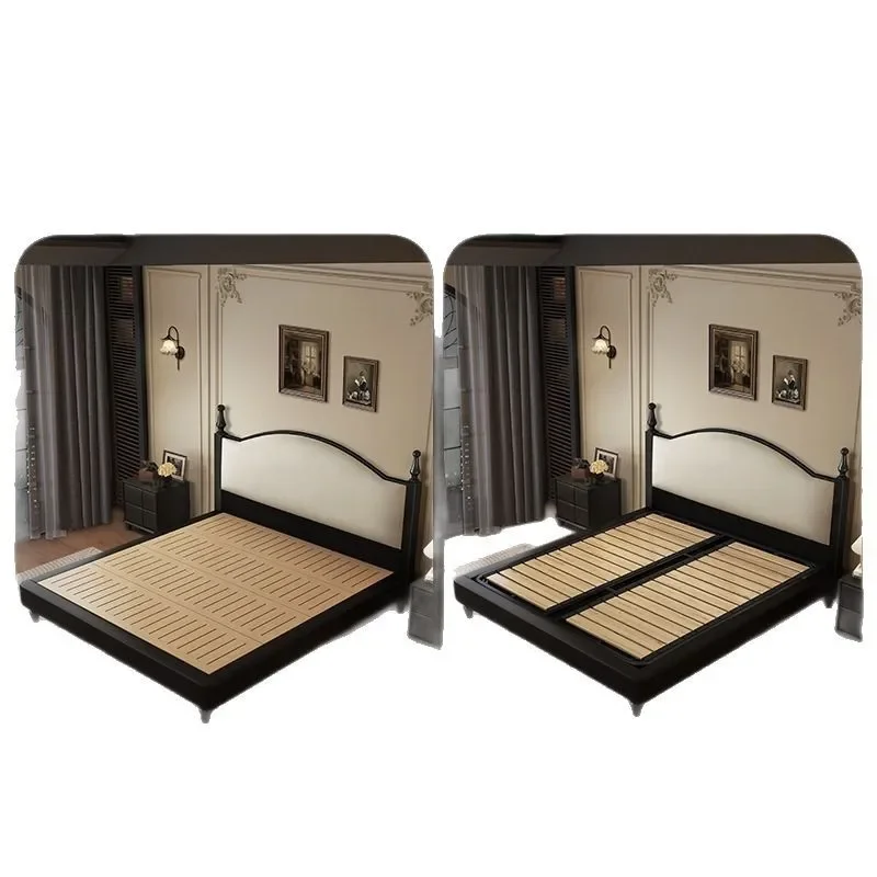Американская кожаная кровать в стиле ретро из цельного дерева с высокой спинкой, современная простая двуспальная кровать во французском стиле с черной краской в главной спальне
Американская кожаная кровать в стиле ретро из цельного дерева с высокой спинкой, современная простая двуспальная кровать во французском стиле с черной краской в главной спальне