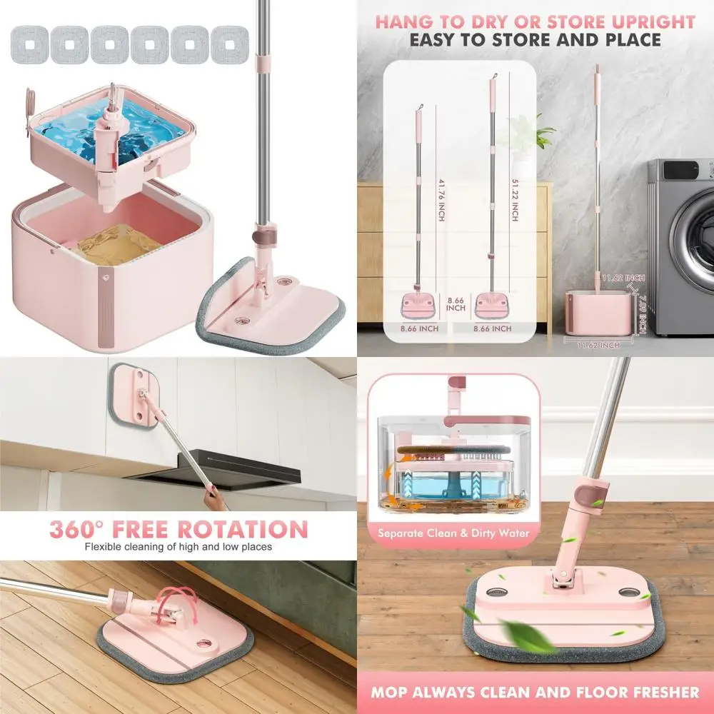 Self-Standing Rotating Mop Bucket Set with Separate Dirty and Clean Water System and Easy Wringing Feature
Self-Standing Rotating Mop Bucket Set with Separate Dirty and Clean Water System and Easy Wringing Feature