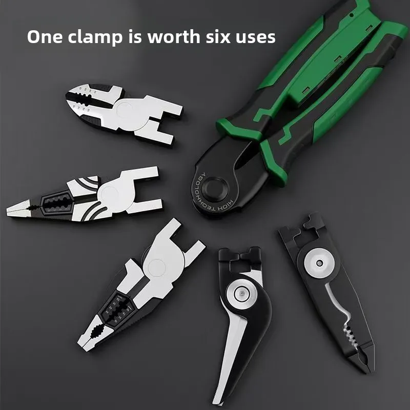 5-in-1 multifunctional wire pliers with freely switchable heads, specifically designed for electricians, TPR Rubber handle
5-in-1 multifunctional wire pliers with freely switchable heads, specifically designed for electricians, TPR Rubber handle