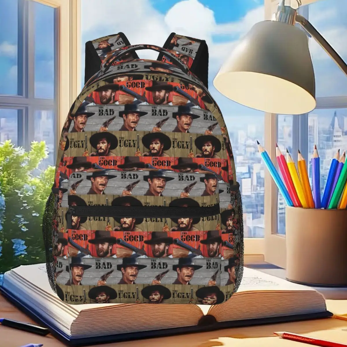 Good Bad Ugly Guns Backpack Student Boys Girls BookBag Children School Bag Laptop Shoulder Bags for Men Women
Good Bad Ugly Guns Backpack Student Boys Girls BookBag Children School Bag Laptop Shoulder Bags for Men Women