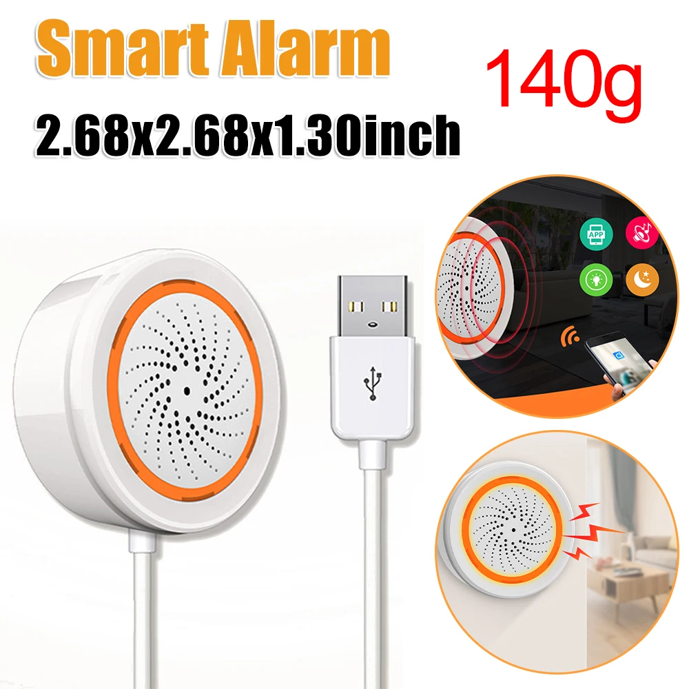 Smart Alarm Siren Tuya Zigbee Siren Sound Light Alarm 90dB Sound Light Sensor App Remote Control Home Security Protection System