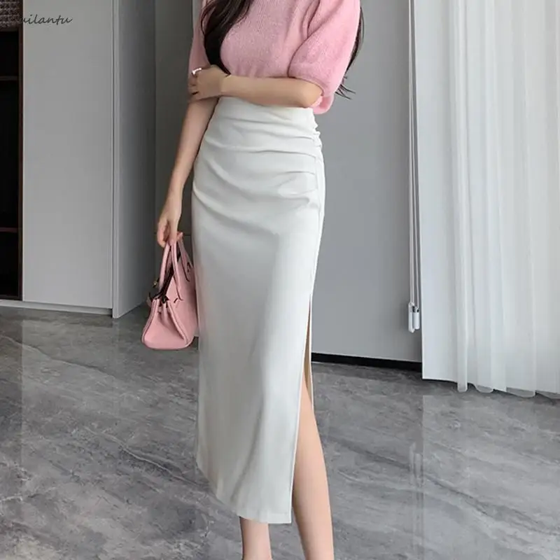 Women Sexy Harajuku Fashion Cargo Skirt Summer Slim High Waist Split Folds Long Skirt Elegant Casual Korean Office Lady Skirts
Women Sexy Harajuku Fashion Cargo Skirt Summer Slim High Waist Split Folds Long Skirt Elegant Casual Korean Office Lady Skirts