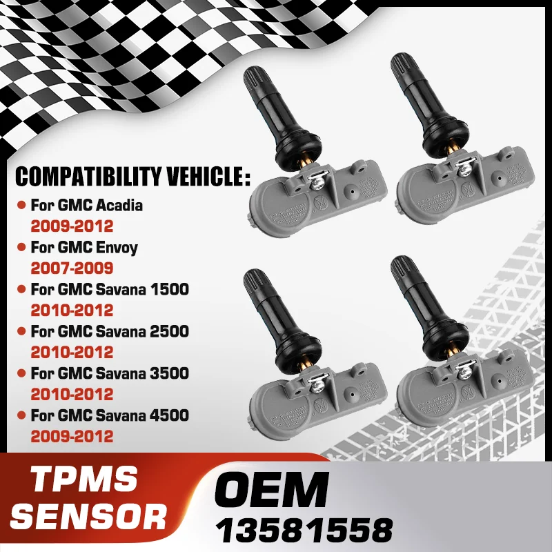 Tire Pressure Sensor For GMC Acadia GMC Envoy GMC Savana 1500 GMC Savana 2500 GMC Savana 3500 GMC Savana 4500 13581558 315 MHZ
Tire Pressure Sensor For GMC Acadia GMC Envoy GMC Savana 1500 GMC Savana 2500 GMC Savana 3500 GMC Savana 4500 13581558 315 MHZ