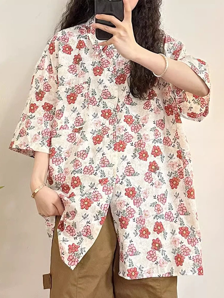 Jmprs Japan Floral Vintage Shirt Women Loose Oversize Short Sleeve Harajuku Blouse Summer Casual Female Vintage All Match Bf Top
Jmprs Japan Floral Vintage Shirt Women Loose Oversize Short Sleeve Harajuku Blouse Summer Casual Female Vintage All Match Bf Top