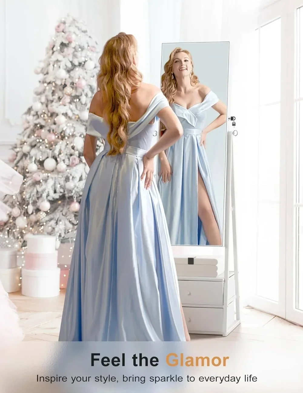 BestsellerLED Jewelry Cabinet with Lockable Mirror, 2 Drawers & Storage Shelf - Perfect Christmas Gift
BestsellerLED Jewelry Cabinet with Lockable Mirror, 2 Drawers & Storage Shelf - Perfect Christmas Gift