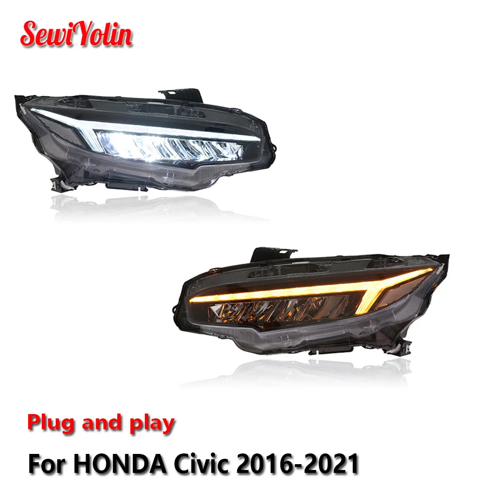 Автомобильные светодиодные фары в сборе для HONDA Civic 2016-2021, авто противотуманные фары DRL, стоп-сигнал поворота, лампа Plug and Play
Автомобильные светодиодные фары в сборе для HONDA Civic 2016-2021, авто противотуманные фары DRL, стоп-сигнал поворота, лампа Plug and Play