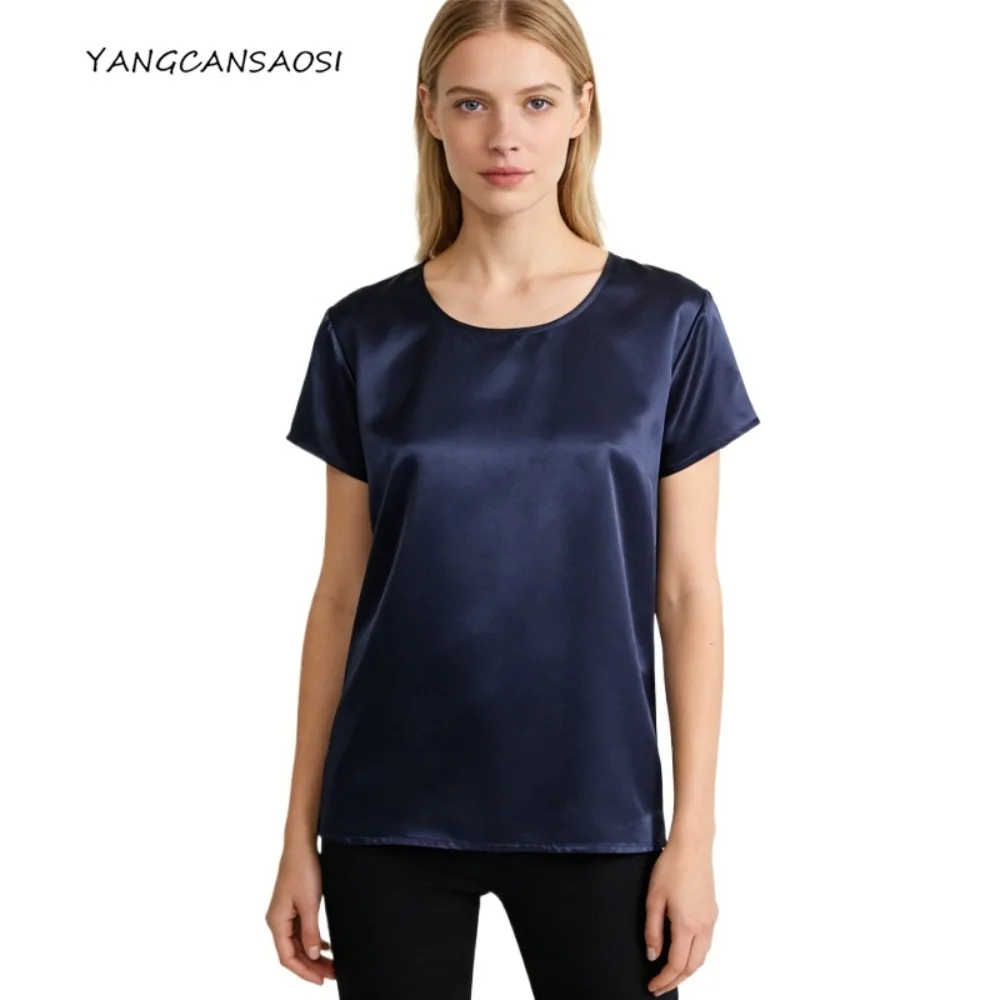 2026 Women's Spring/Summer New 100% Natural Mulberry Silk Plain Satin Solid Round Neck Short Sleeved Loose Versatile T-shirt
2026 Women's Spring/Summer New 100% Natural Mulberry Silk Plain Satin Solid Round Neck Short Sleeved Loose Versatile T-shirt