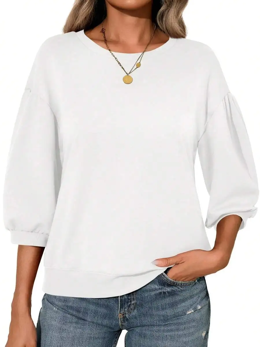 Womens Puff Sleeve Crewneck Sweatshirt Loose Fit Cropped Pullover Soft Fleece Casual Top
Womens Puff Sleeve Crewneck Sweatshirt Loose Fit Cropped Pullover Soft Fleece Casual Top