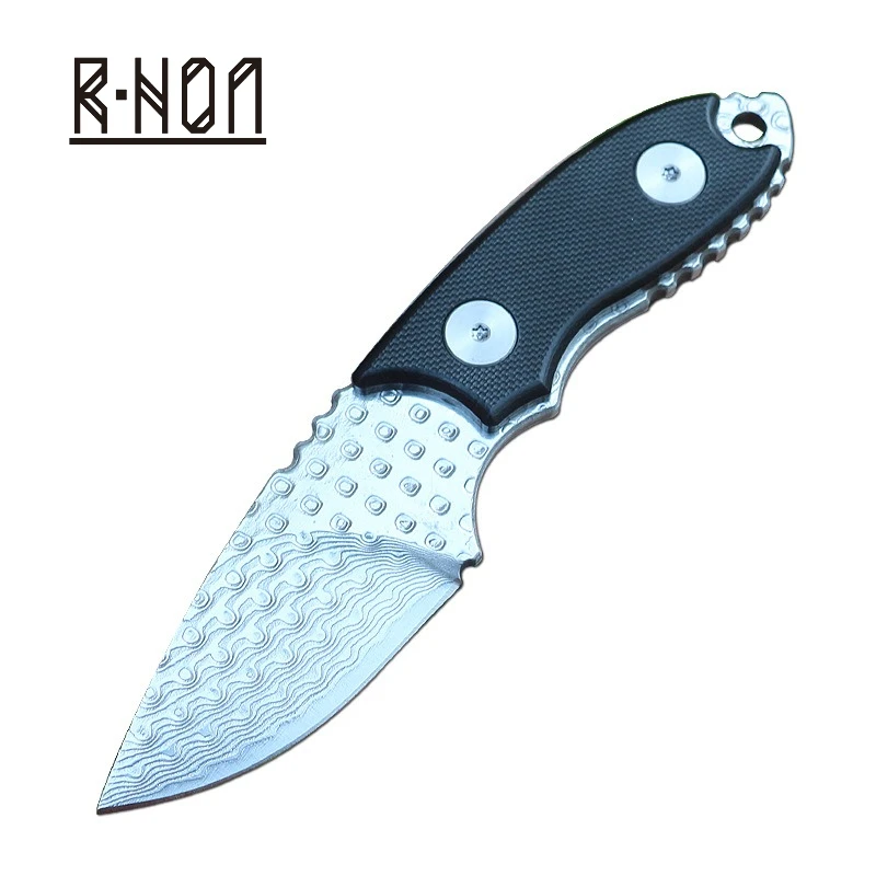 RHON Full Tang Damascus Steel Fixed Blade Knife G10 Handle with Kydex Sheath Classic Outdoor Camping Slice Rope Straight Knives
RHON Full Tang Damascus Steel Fixed Blade Knife G10 Handle with Kydex Sheath Classic Outdoor Camping Slice Rope Straight Knives
