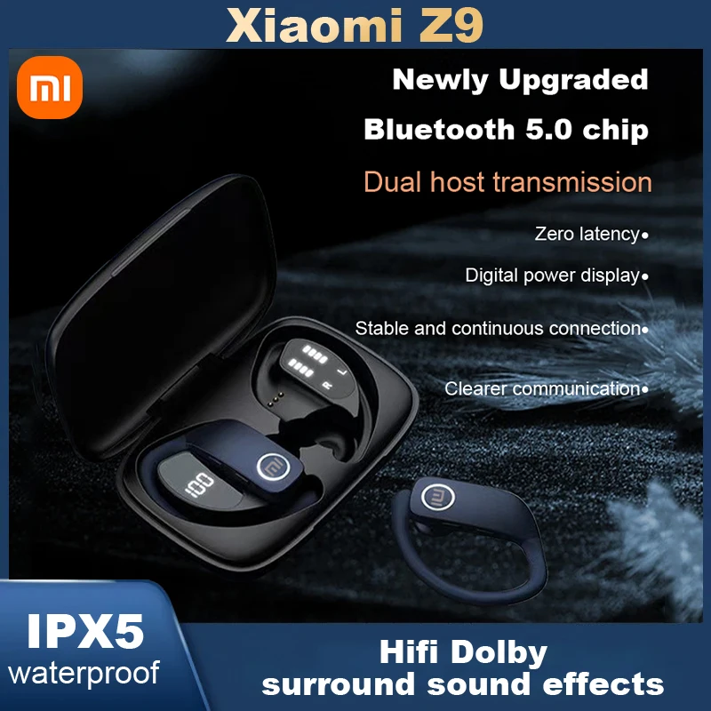 Xiaomi Z9 Wireless EarHook Headset TWS Bluetooth HiFi Stereo Touch Control Sport Headphone LED Digital Display Earphone With Mic
Xiaomi Z9 Wireless EarHook Headset TWS Bluetooth HiFi Stereo Touch Control Sport Headphone LED Digital Display Earphone With Mic