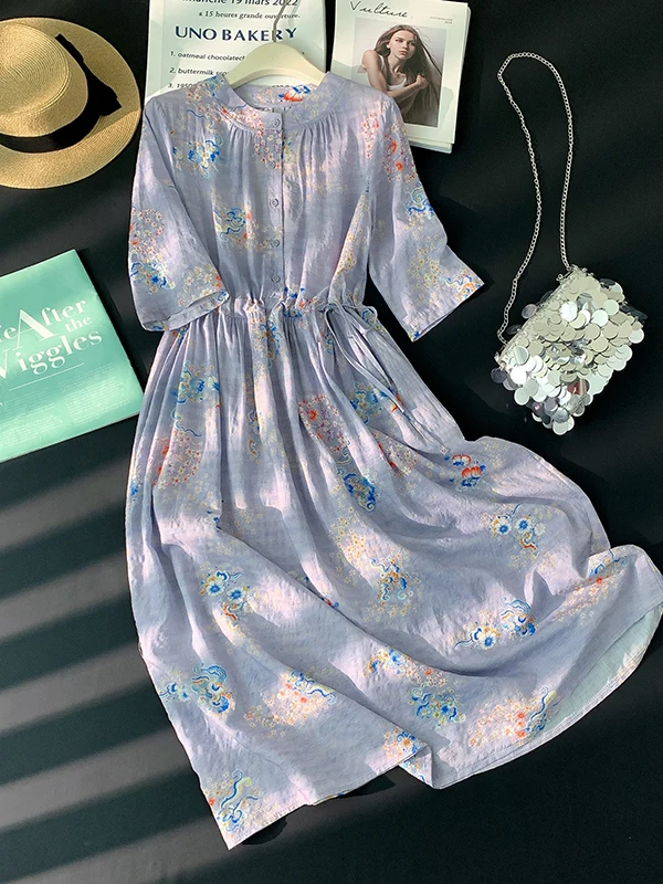 Elegant Vintage Floral Print Women's Dress Loose Fitting High Waist Long Skirt A-Line Sleeve Midi Dress for plus Size Ladies
Elegant Vintage Floral Print Women's Dress Loose Fitting High Waist Long Skirt A-Line Sleeve Midi Dress for plus Size Ladies