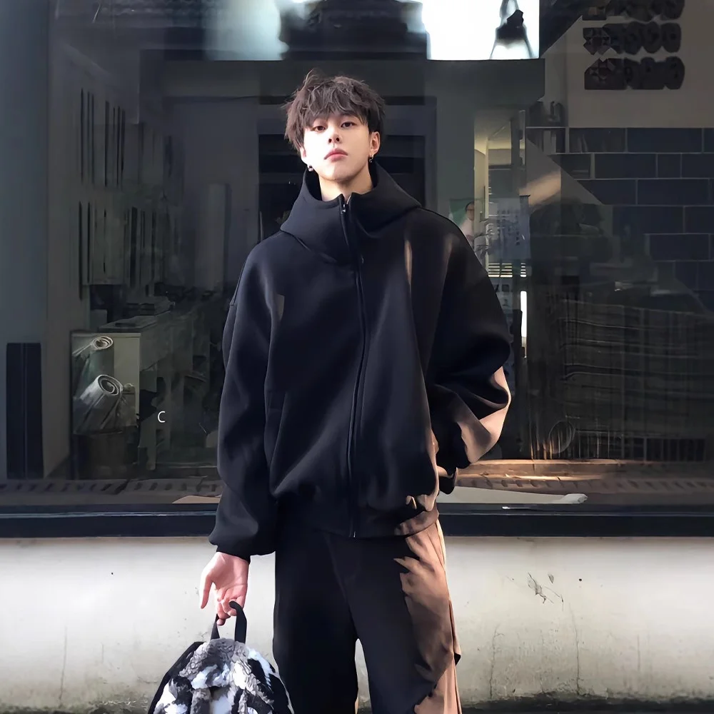 High Quality Black Hooded Open Cardigan Sweatshirt Unisex Autumnal Heavyweight Trendy Casual High Street Jacket for Men
High Quality Black Hooded Open Cardigan Sweatshirt Unisex Autumnal Heavyweight Trendy Casual High Street Jacket for Men