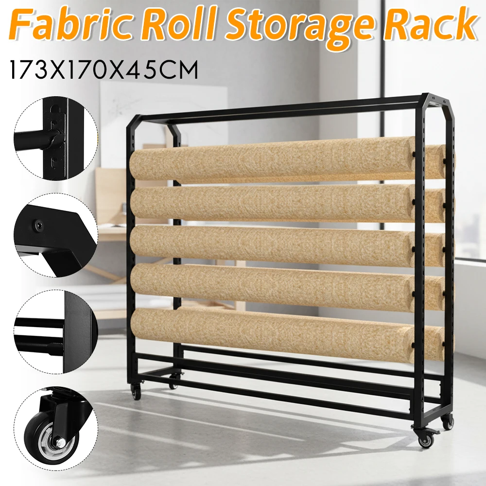Textile Fabric Roll Storage Rack with Wheels Large Metal Display Shelf for Curtain Wallpaper Tablecloth PVC Film Texture Rolls
Textile Fabric Roll Storage Rack with Wheels Large Metal Display Shelf for Curtain Wallpaper Tablecloth PVC Film Texture Rolls 