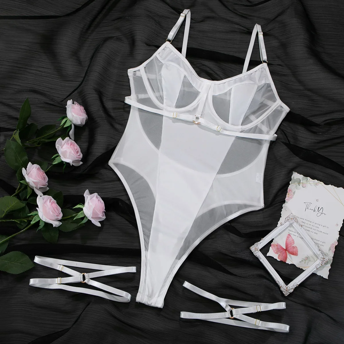 New Solid Mesh Patchwork Backless Jumpsuit Women's Sexy Suspender Sleeveless Romper with Metal Leg Loop Female Mesh Bodysuit
New Solid Mesh Patchwork Backless Jumpsuit Women's Sexy Suspender Sleeveless Romper with Metal Leg Loop Female Mesh Bodysuit