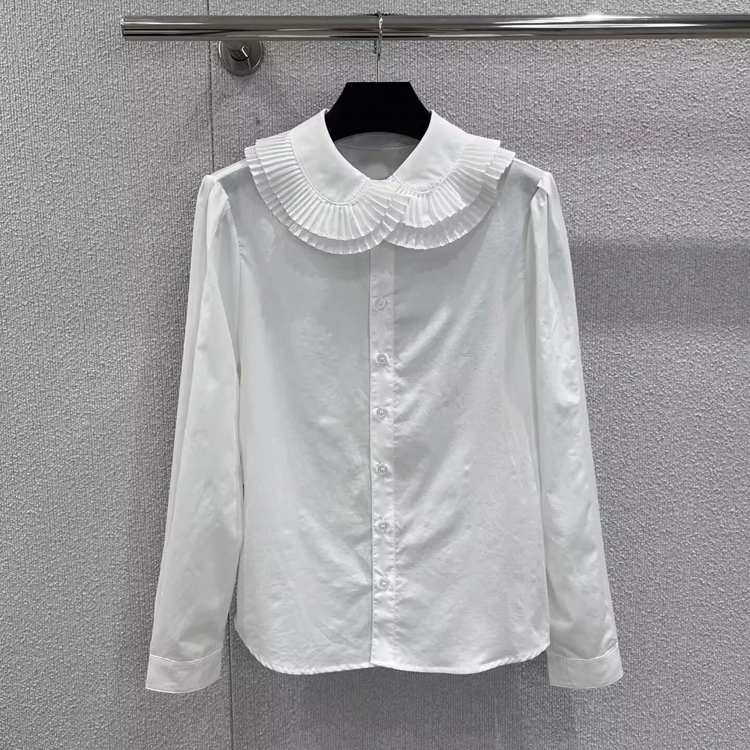 Французская элегантная офисная женская рубашка, новинка 2023 года, осенняя хлопковая рубашка, женская винтажная милая блузка с воротником Питера Пэна и длинными рукавами
Французская элегантная офисная женская рубашка, новинка 2023 года, осенняя хлопковая рубашка, женская винтажная милая блузка с воротником Питера Пэна и длинными рукавами