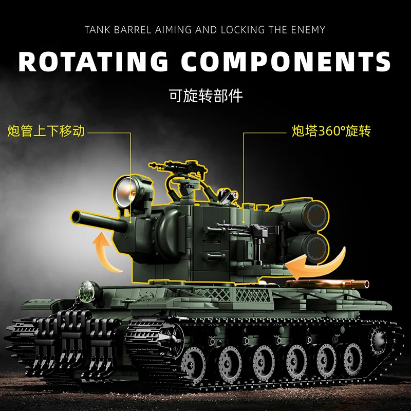 World War II Military Model Kit - Tiger KV2 Heavy Tank Assembly Toy for Boys Educational Building Blocks NO.98003
World War II Military Model Kit - Tiger KV2 Heavy Tank Assembly Toy for Boys Educational Building Blocks NO.98003