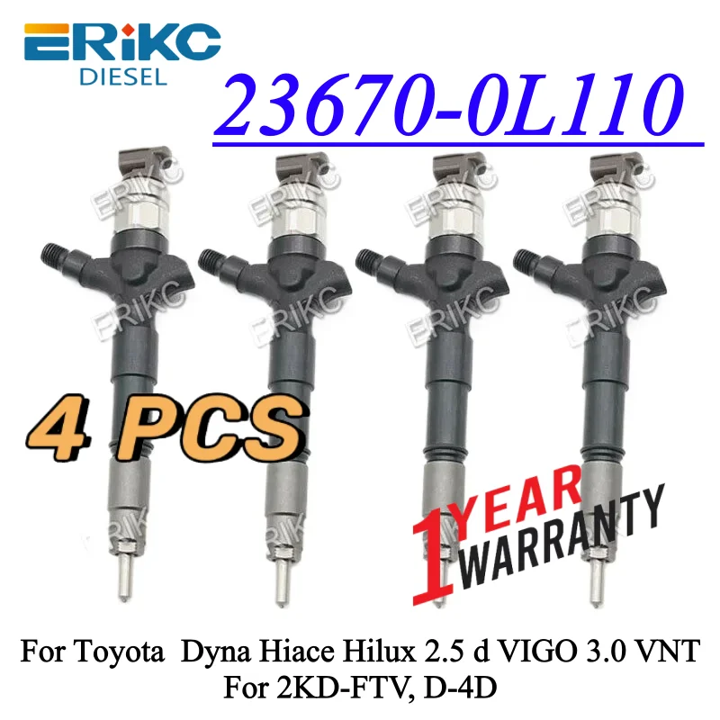 4PCS 23670-0L110 New Diesel Fuel Injector 236700L110 Engine Nozzle for Toyota VIGO 3.0 VNT Hilux 2.5 d 2KD-FTV, D-4D
4PCS 23670-0L110 New Diesel Fuel Injector 236700L110 Engine Nozzle for Toyota VIGO 3.0 VNT Hilux 2.5 d 2KD-FTV, D-4D
