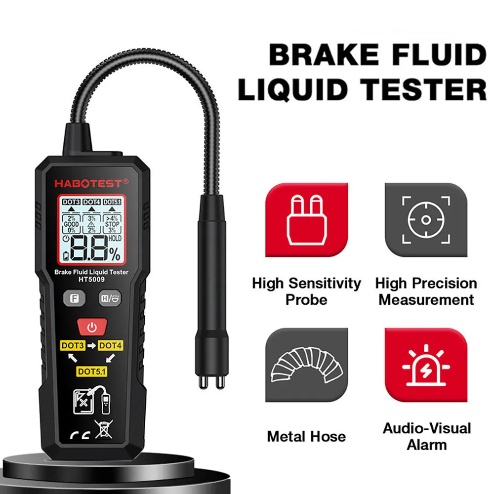 Digital Brake Fluid Tester Auto Car Brake Oil Moisture Detector DOT3/DOT4/DOT5.1 With Backlight Flexible Probe Brake Oil Tester
Digital Brake Fluid Tester Auto Car Brake Oil Moisture Detector DOT3/DOT4/DOT5.1 With Backlight Flexible Probe Brake Oil Tester