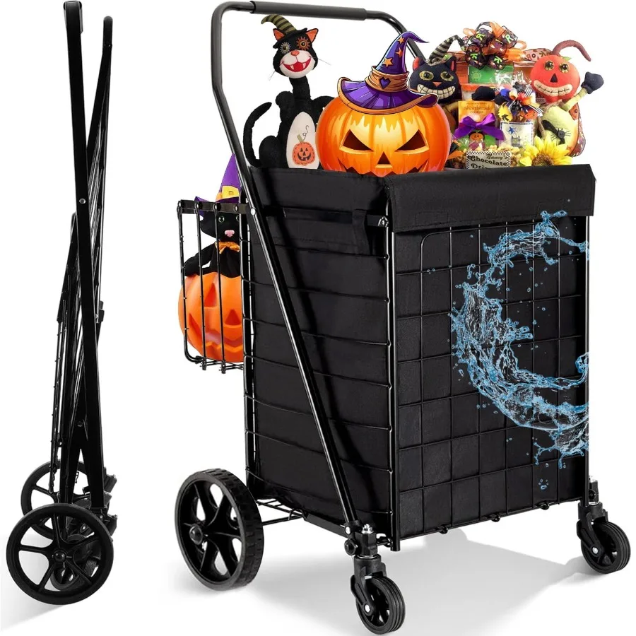 Folding Shopping Cart Utility Trolley with Removable Basket and Swivel Wheels Black
Folding Shopping Cart Utility Trolley with Removable Basket and Swivel Wheels Black