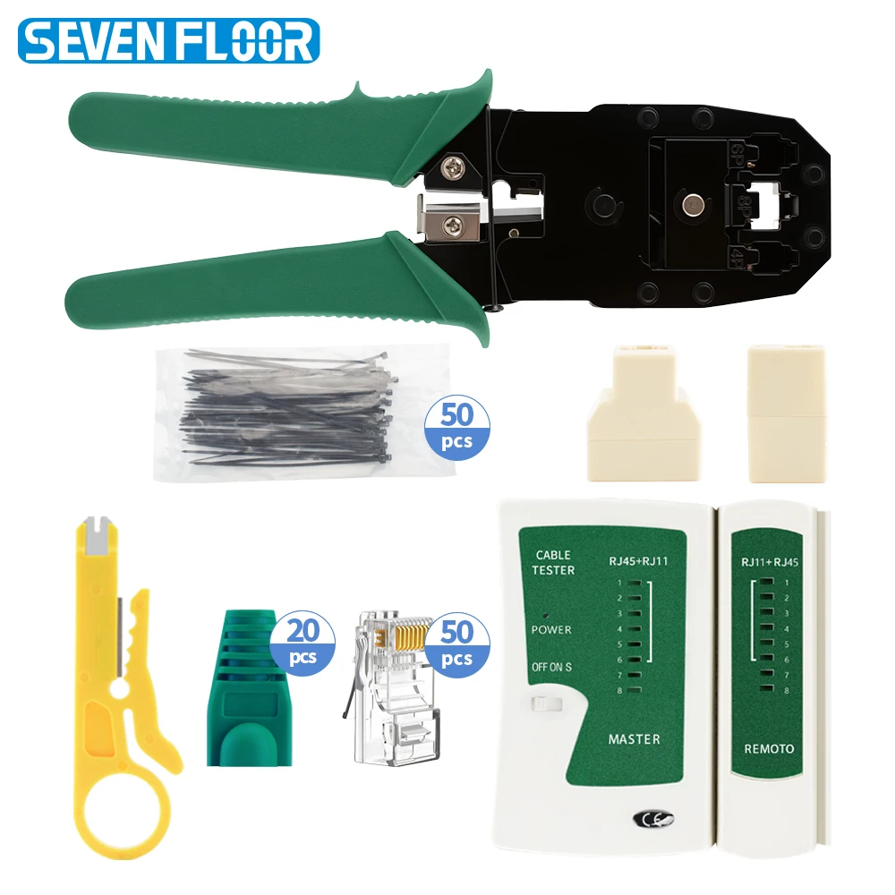 RJ45 Crimping Tool Kit 4P 6P 8P Ethernet LAN Cable Tester 50pcs Cat5 Plugs Stripper Splitter Coupler Cable Ties Connector Boots
RJ45 Crimping Tool Kit 4P 6P 8P Ethernet LAN Cable Tester 50pcs Cat5 Plugs Stripper Splitter Coupler Cable Ties Connector Boots