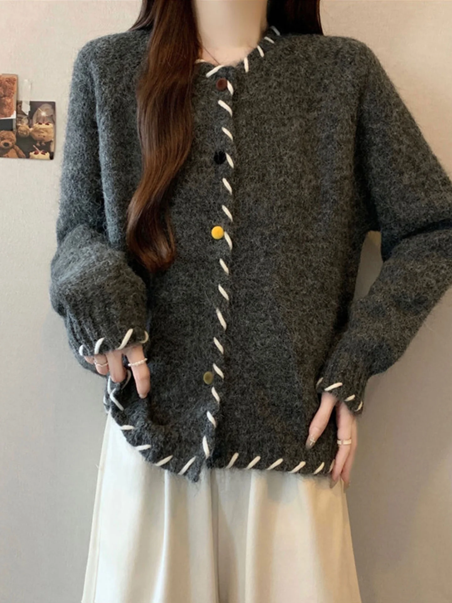 Korean Sle Long Sve Knitted Sweater Coat Women's Large Size Fat MM Harris Tweed Knit Cardigan Autumn Winter Faion
Korean Sle Long Sve Knitted Sweater Coat Women's Large Size Fat MM Harris Tweed Knit Cardigan Autumn Winter Faion