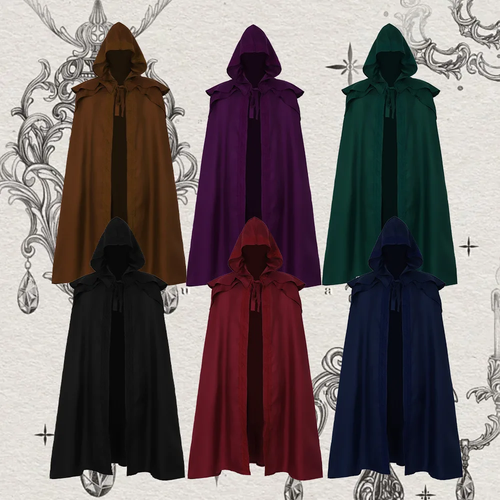 Готический халат с капюшоном на Хэллоуин, карнавальный костюм, длинный плащ волшебника для мужчин и женщин, этнический сценический костюм из полиэфирного волокна 
Готический халат с капюшоном на Хэллоуин, карнавальный костюм, длинный плащ волшебника для мужчин и женщин, этнический сценический костюм из полиэфирного волокна
