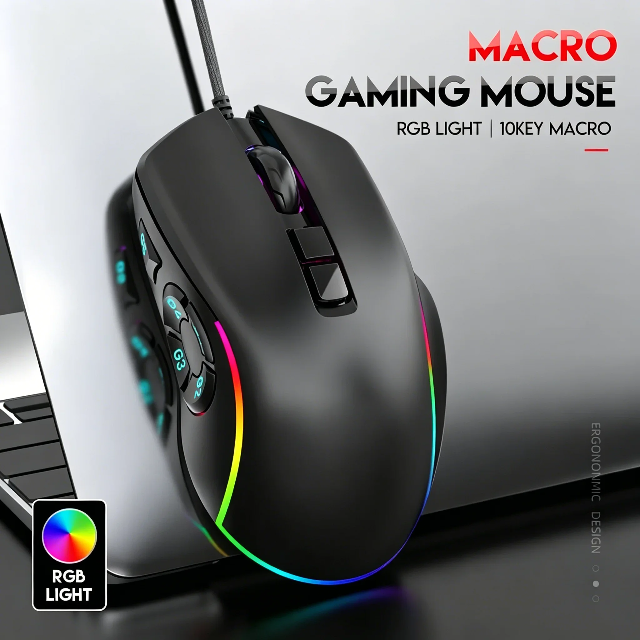 10 Buttons RGB Macro Programmable Wired Gaming Mouse 7200 DPI 1000Hz Polling Rate Ergonomic Portable Computer Mice for Gaming
10 Buttons RGB Macro Programmable Wired Gaming Mouse 7200 DPI 1000Hz Polling Rate Ergonomic Portable Computer Mice for Gaming
